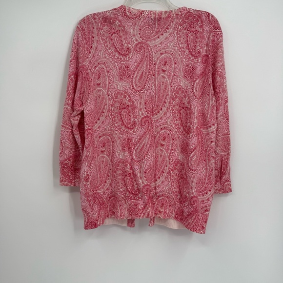 Talbots paisley Cardigan Sweater beaded Women’s Size XL Buttons pink light - Picture 8 of 9
